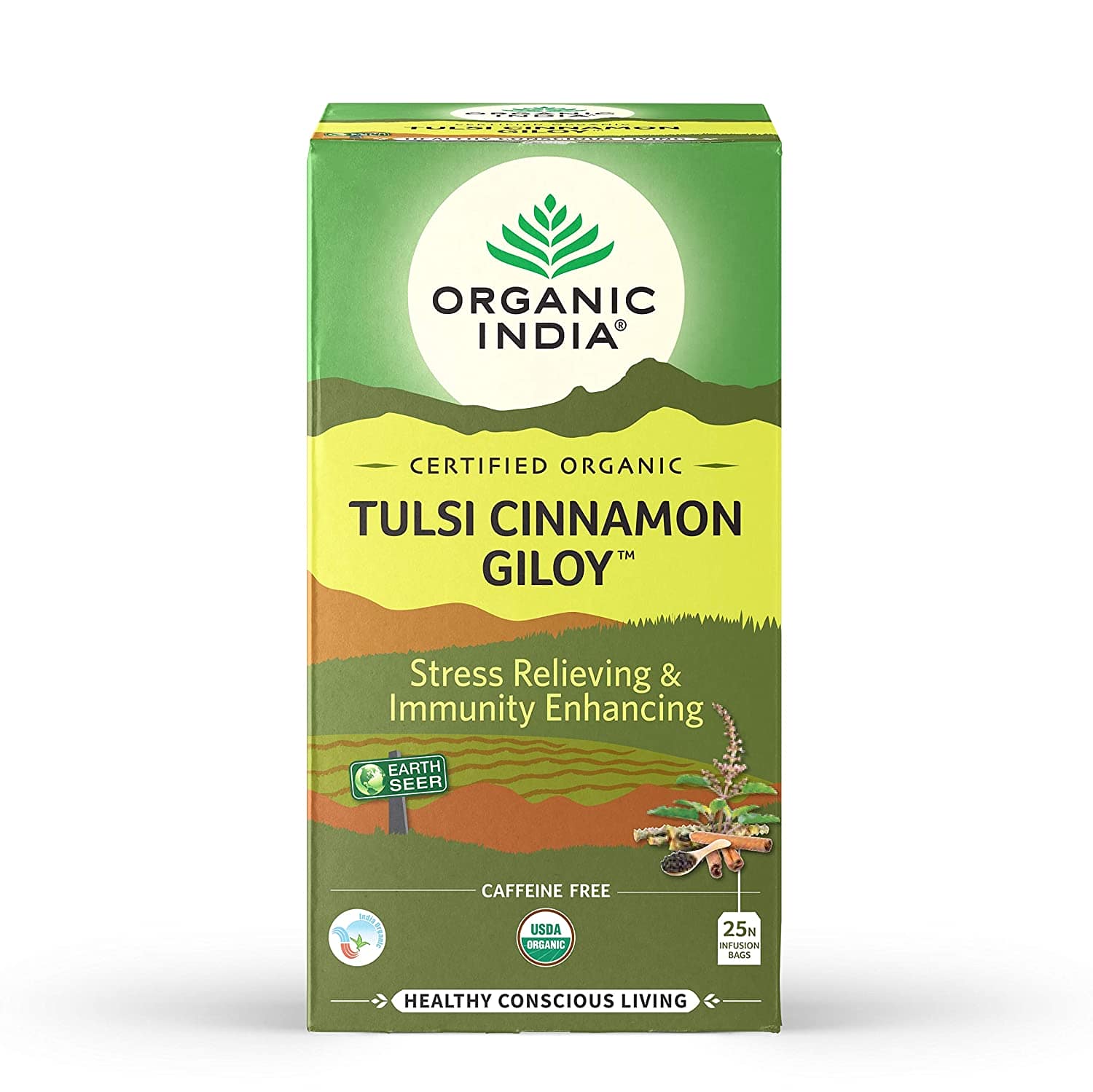 ORGANIC INDIA Tulsi Cinnamon Giloy- herbata z tulsi i giloy (25 torebek)