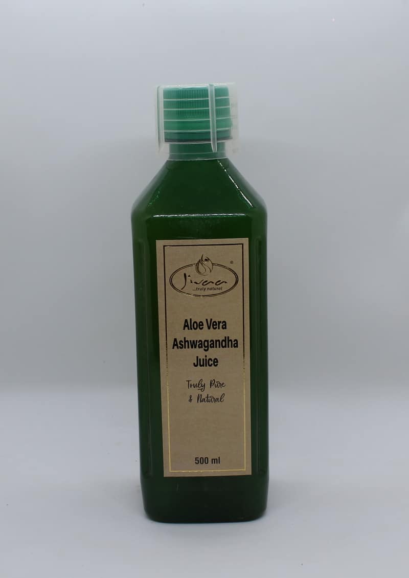 Aloe Vera Ashwagandha Juice JIVAA – sok z Aloesu i Ashwagandhy (agrest indyjski, żeń-szeń indyjski) 500 ml