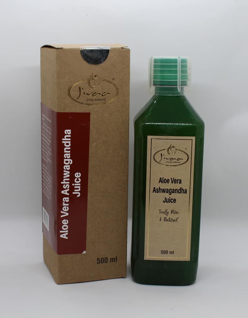 Aloe Vera Ashwagandha Juice JIVAA – sok z Aloesu i Ashwagandhy (agrest indyjski, żeń-szeń indyjski) 500 ml