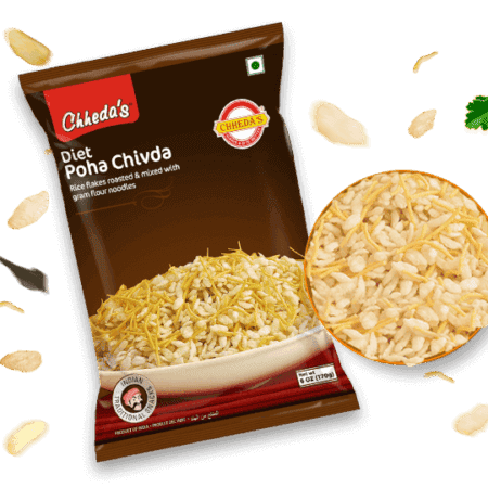Chheda’s Diet Poha Chivda 170GM-„Przekąska z płatków ryżowych z makaronikami  z ciecierzycy „
