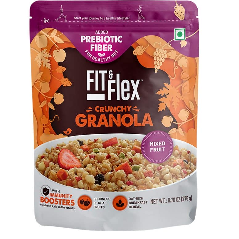FIR & FELX  MIXED FRUIT GRANOLA – granola mieszanka płatków z owocami 275 gm