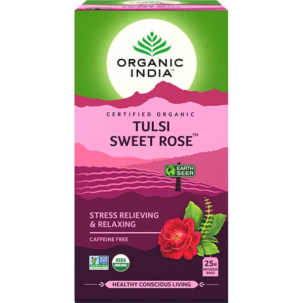 Organic India Tulsi Sweet Rose- herbata z tulsi i różą (25 torebek)