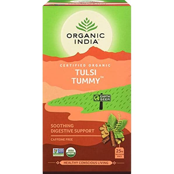 Organic India Tulsi Tummy – herbata z tulsi, imbirem i cynamonem  (25 torebek)