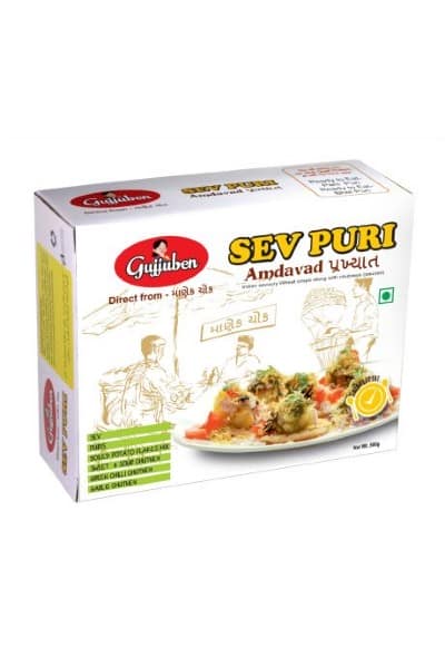 Gujjuben Sev Puri Kit- przekąska indyjska z chrupkami puri i chutney 320 g